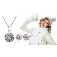 Snowball Crystal Earrings and Necklace Set