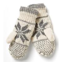 Snowflake Knitted Lined Mittens - Grey