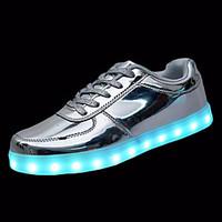 Sneakers Spring Fall Winter Comfort PU Athletic Flat Heel Lace-up Silver Gold