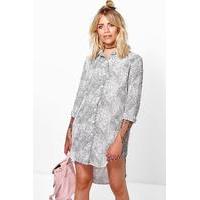 snake print shirt dress white