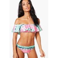 Snake Bardot Frill Bikini - multi