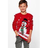 Snowman Scarf Jumper - red