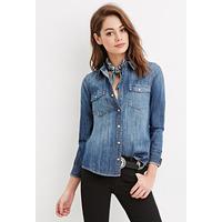 Snap-Buttoned Denim Shirt