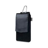 Sox Plain Line Nylon And Genuine Leather Elegance Mobile Phone Bag For Iphone/samsung And More Black (sox Kpli 01)