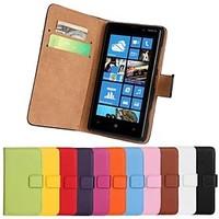 Solid Color Pattern Genuine Leather Full Body Case with Stand and Card Slot for Nokia Lumia 820 (Assorted Colors)