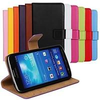 Solid Color Genuine Leather Full Body Cover with Card Slot for Samsung Galaxy S4 Active i9295
