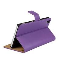 Solid Color Genuine Leather Full Body Case with Stand and Card Slot for Sony Xperia Z3 (Assorted Colors)