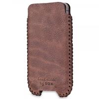 SOX Western Genuine Leather Hand Made Mobile Phone Pouch for iPhone/Samsung and more, Large, Dark Brown (SOX KWES 01 L)