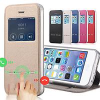 Solid Color Capa PU Leather Tpu Smart Sliding Answer View Window Flip Full Body Case for iPhone 5C With Kickstand