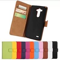 Solid color Stylish Genuine PU Leather Flip Cover Wallet Card Slot Case with Stand for LG G3(Assorted Colors)