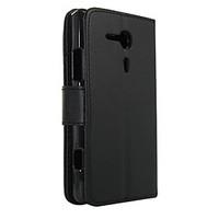 Solid Color PU Leather Full Body Protection Cover with Stand and Card Slot for Sony Xperia SP M35h