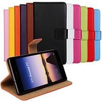 Solid Color Genuine Leather Full Body Cover with Card and Stand Case for HuaweiAscend P7 (Assorted Color)