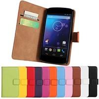 Solid Color Genuine Leather Full Body Case with Stand and Card Slot for LG E960/Nexus 4 (Assorted Colors)