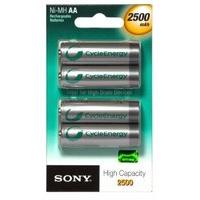 sony nhaab4e aa 2500mah nimh rechargeable battery 4 pack