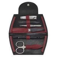 Sonnenschein Exclusiv German Made 6 Piece Stainless Steel Manicure Set in Black & Red Leather Case