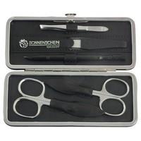 Sonnenschein Exclusiv German Made 5 Piece Stainless Steel Manicure Set in Black Leather Case with Metal Frame