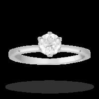 Solitaire Brilliant Cut 0.50 Carat Diamond Ring in 18 Carat White Gold - Ring Size P