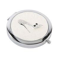 Sophia Silverplated Compact Mirror With Clear Crystal Shoe