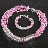Solid Oak Pink Seed Bead Necklace and Bracelet Kit 372126