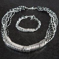 Solid Oak Black and Pearl Seed Bead Necklace and Bracelet Kit 372122