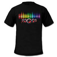 Sound and Music Activated EL Visualizer VU-Spectrum Dancer T-shirt (2AAA)