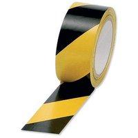 Soft PVC (50mm x 33m) Black and Yellow Hazard Tape (1 x Pack of 6) for Internal Use