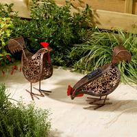 Solar Metal Scroll Hens (2 Pack)