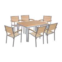 sol bistro synthetic teak 6 seater dining set with rectangular table i ...