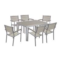 Sol Bistro Synthetic Teak 6 Seater Dining Set with Rectangular Table in Dark Walnut