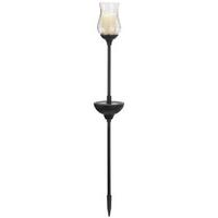 Solar Powered Flickering Glass Candle Stake Light - 2 Packk