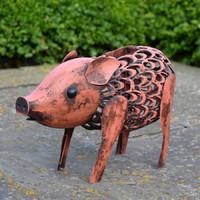 solar powered metal silhouette pig light