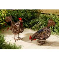 Solar Powered Metal Scroll Hen Light - Pack of 2