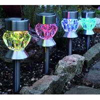 Solar Powered 3-in-1 Crystal Glass Stake Lights ? Pack of 4