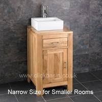 Solid Oak Alta Range 45cm Single Door Bathroom Cabinet and Basin