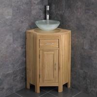 Solid Oak Corner Vanity Unit from our Alta Range With Circular Glass Basin
