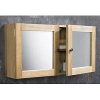 Solid Oak Wall Mounted Double Door Bathroom Mirror Cabinet