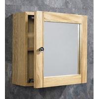 Solid Oak Wall Mounted Single Door Bathroom Mirror Cabinet