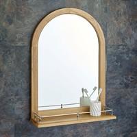 Solid Oak Arched Mirror 70cm x 50cm With Shelf