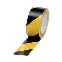 Soft PVC 50mm x 33m Black and Yellow Hazard Tape 1 x Pack of 6 for