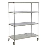 solid polymer shelving system with 4 shelves 1370 wide x 460 deep