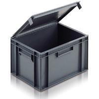 Solid Euro Container with Integral Lid 28 Litre 600 x 400 x 161