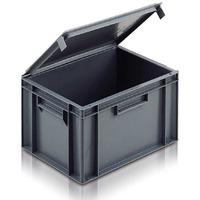 solid euro container with integral lid 28 litre 600 x 400 x 161