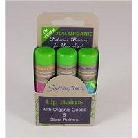 soothing touch 3 pack organic vegan lip balms