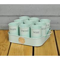 Sophie Conran Gardeners Gubbins Pots & Tray in Blue by Burgon and Ball
