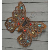 Solar LED Butterfly Metal Garden Wall Art by Gardman