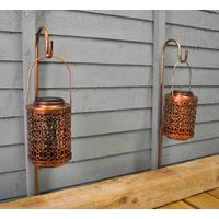 Solar Powered Brass Lanterns with Shepherds Crook by Gardman