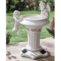 Solar Cherub Bird Bath