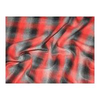 soft check coat weight fabric red grey black