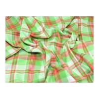 soft cotton check dress fabric lime green pink