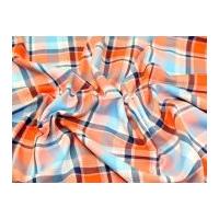 Soft Cotton Check Dress Fabric Orange & Blue